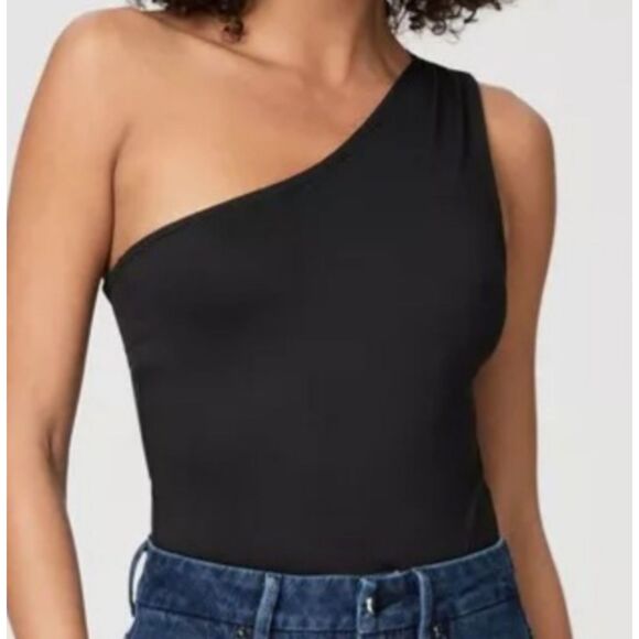 Paige Bodysuit Black One Shoulder Asymmetrical Stretch Size Large - Picture 1 of 9